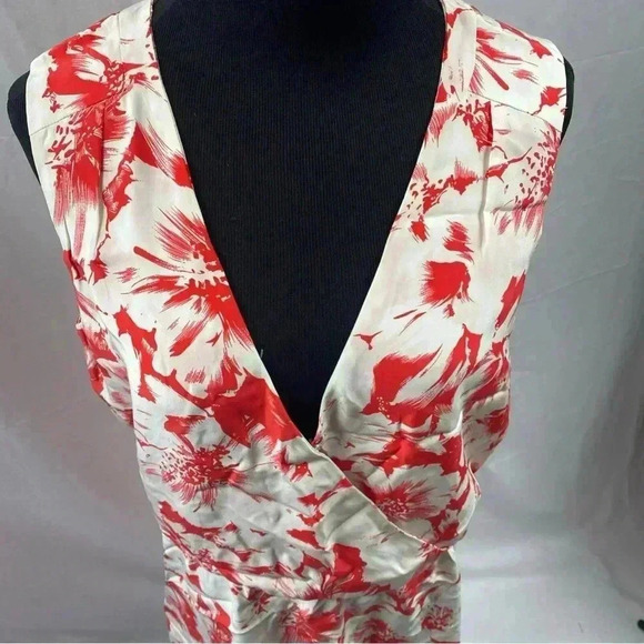 Parker Womens 100% Silk Dress Surplice Neck Open Back Floral Large Plunge Neck - Picture 6 of 6